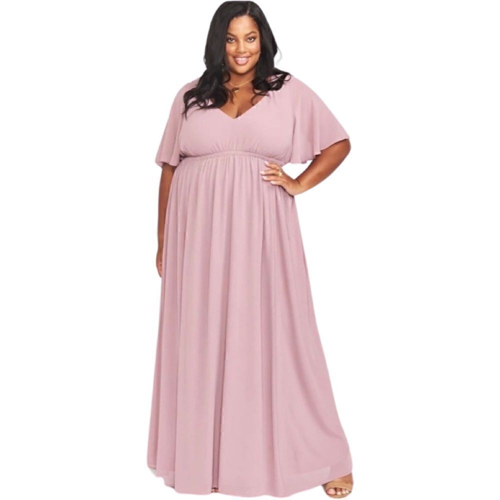 Show Me Your Mumu Emily Empire Maxi Dress in Antique Rose Chiffon. Size 1X. NWT!